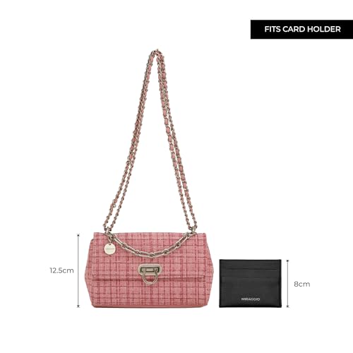 Image of Miraggio Covey Crossbody Bag For Women | Tweed Texture Sling Bags With Convertible Chain | Gift Items For Women