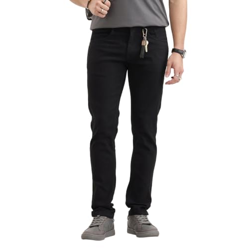 Image of WROGN Men's Cotton Blend Jeans | Solid | Slim Fit