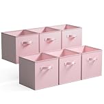 GRANNY SAYS Cube Storage Boxes, Pack of 6 Large Fabric Cubes 33x33x33, Square Storage Boxes for Shelves, Collapsible Cube Box Organisers, Kallax Organising Bins for Clothes Kids Toys, Pink