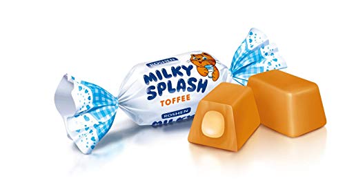 Roshen Milky Splash, Caramel Creamy Toffee with Milk Filling, 11.50oz/325gr Pack of 3