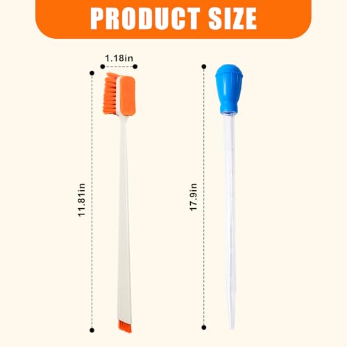 Image of 2PCS Fish Tank Cleaning and Feeder Kit, Fish Tank Cleaner Brush and Coral Feeder Set, Turkey Baster for Aquarium, Algae Scraper, Long Pipette for Aquarium Feeding Waste Remover