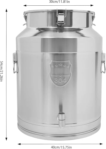 Cubo de acero inoxidable 304 reforzado de 5 litros con tapa hermética y grifo 6
