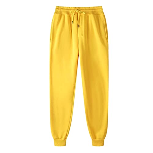 XUNRYAN Womens Casual Sweatpants with Pocket Elastic High Waist Joggers Trousers Lounge Pants for Workout Running Yellow
