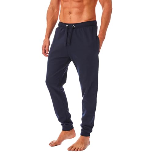 Iron Mountain Pantalones de chándal de Trabajo para Hombre de Hilo recuperado, Pantalones Jogger con puños, Marina Azul, L