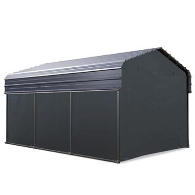 10 x 15 ft Metal Carport Kits with Galvanized Steel Roof & Removable Sidewalls, Heavy Duty Metal Carport Canopy, Outdoor Car Tent Metal Garage Shelter for Car, SUV, Truck and Boats, Gray