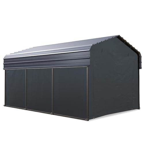 Image of GREEN PARTY 10x15 ft Metal Carport Heavy Duty Frame Canopy Garage Shelter