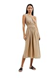 Midaxi dress One shoulder asymmetric neckline Sleeveless Elasticated Waist Draping