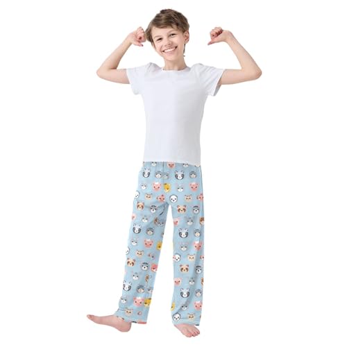 Cute Cartoon Animal Bear Pajamas Bottoms with Pockets Comfy Pjs Sleepwear Elastic Waistband Pajamas Pants Lounge Pants for 6-14 Years2