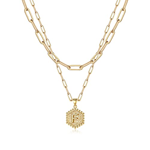 Collier initiales en couches pour femmes le cadeau idéal en or 14k