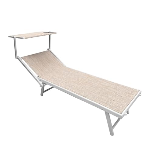 Lettino Prendisole Professionale Pieghevole e Impilabile con Parasole Regolabile, Schienale