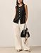 Tanming Womens Cotton Linen Suit Vest Summer Casual Sleeveless Button Down Tank Tops Fashion Work Waistcoat(Black-S)