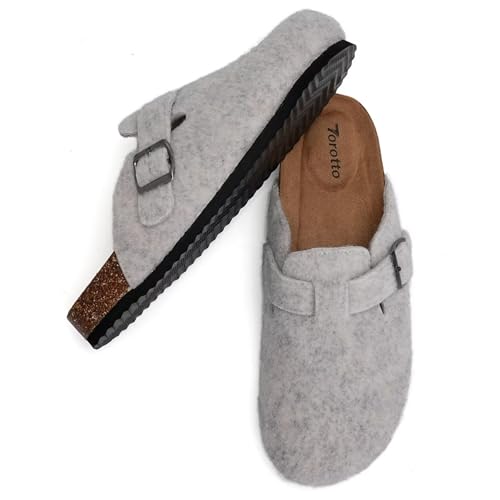 Image of Torotto Womens Clogs Cork Footbed Suede Slippers Arch Support Potato Shoes with Adjustable Buckle