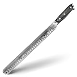 YFWOOD Slicing Knife, 12 Inch Brisket Knife, High Carbon Stainless Steel Super Sharp Carving Knifes for Meat Cutting, Fruit Cutting, BBQ, Turkey, Full Tang, Ergonomic Handle Design