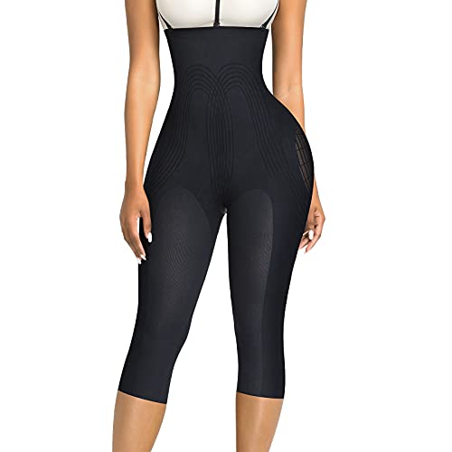 FeelinGirl Tummy Control Shapewear High Waist Control Shapewear Butt Lifter Capri Body Shapewear Thigh Slimmer Black XS-S