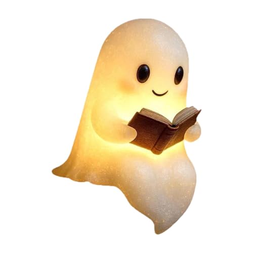 Colcolo Nachttischlampe für Halloween Nachtlicht für Schlafzimmer Süße Geister-Leselampe Deko Geist Geisterlampe Buchlampe Dekorationen Kinderzimmer LED-Nachtlicht für Einweihungspartys S