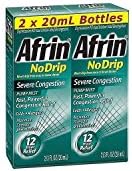 Afrin No Drip Severe Congestion Pump Mist Nasal Spray 12 Hour Relief 20 mL Bottle (Pack of 2)
