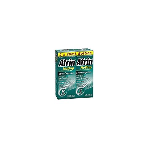 Afrin No Drip Severe Congestion Pump Mist Nasal Spray 12 Hour Relief 20 mL Bottle (Pack of 2) Cover