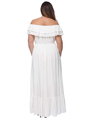ANNA-KACI-Womens-Plus-Size-Boho-Ruffle-Off-Shoulder-Stretchy-Maxi-Long-Dress