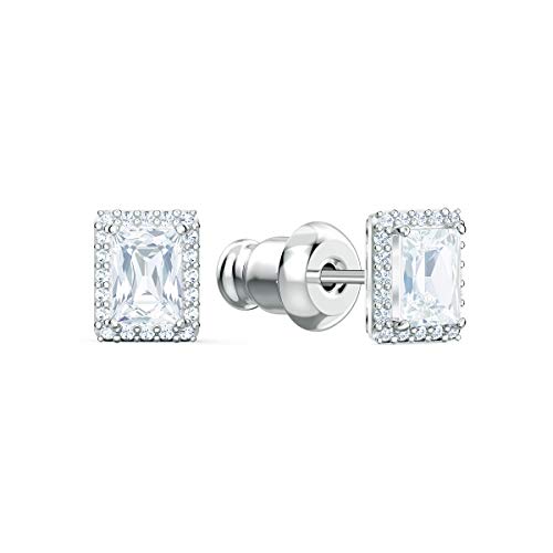 Swarovski Angelic Pendant Necklace And Stud Pierced Earring Set With Clear Crystals On A Rhodium Plated Setting #TOP3