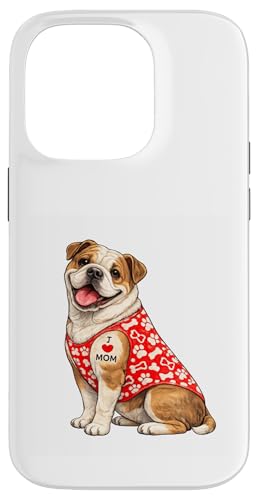 English Bulldog Mom I Love Mom �^�g�D�[ ���D�� �u���h�b�O �}�} �X�}�z�P�[�X iPhone 14 Pro �p