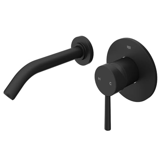 VIGO VG05001MB 5" H Olus Matte Black 1-Handle Wall-Mount 2-Hole WaterSense Bathroom Sink Faucet