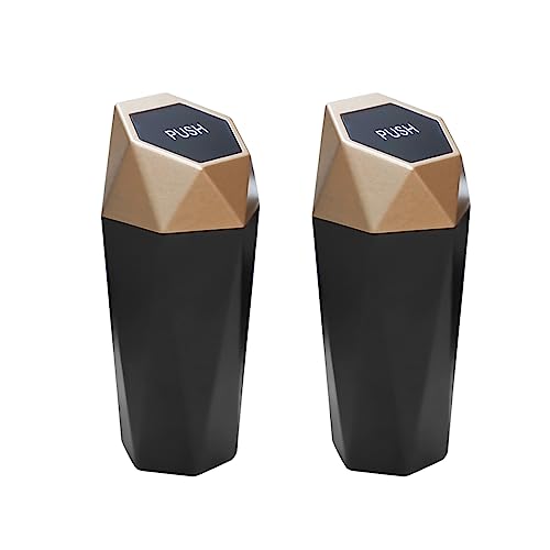 Image of Car Trash Can, Mini Plastics Portable Auto Rubbish Bin with Lid, Leakproof Diamond Design Garbage Holder, Small Waterproof Vehicle Dustbin for Automotive, Kitchen, Home, Office