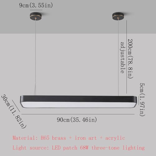 Lustre bar LED laiton suspension long format salon moderne design - 6
