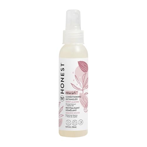 Image of The Honest Company Conditioning Hair Detangler Leave-in Conditioner and Fortifying Spray, Tear Free, Cruelty-Free, Hypoallergenic, Almond Nourishing, 4 fl oz