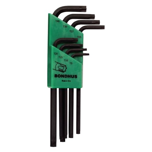 Bondhus 32434 Set of 8 Tamper Resistant Star L-wrenches,Long,sizes TR9-TR40