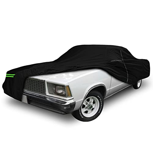 Image of Waterproof Car Cover Compatible with Chevrolet El Camino 1964-1967 & 1978-1987 300D All Weather Classic Car Covers with Zipper Door Reflective Strips Lock for Snow Rain Dust