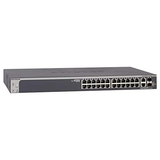 NETGEAR 28-Port Gigabit/10G Stackable Smart Managed Pro Switch (GS728TX) - with 2 x 10G Copper and 2 x 10G SFP+, Desktop/Rackmount, and ProSAFE Limited Lifetime Protection