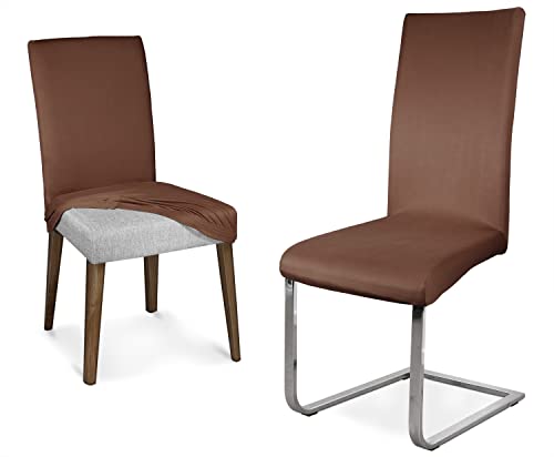 BEAUTEX Mikrofaser Stuhlhusse, elastische Stretch Husse Bi-Elastic Schwingstuhlhusse, Farbe wählbar (Braun)