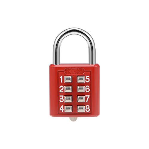 sourcing map 8-Digit Combination Padlock Push Button Lock for Locker Cabinet Red