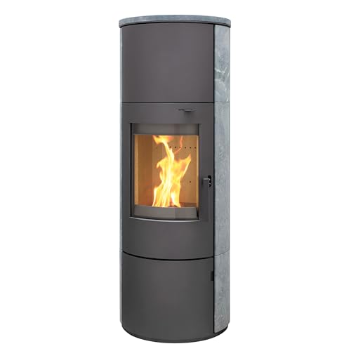 Kaminofen München XL Stahl gussgrau Speckstein 7kw Speicherofen...