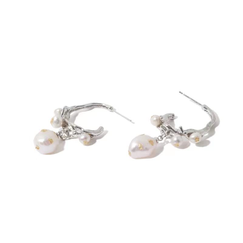 Créoles perle or 14 carats pour femme avec oxyde de zirconium cubique boucles d'oreilles anneaux