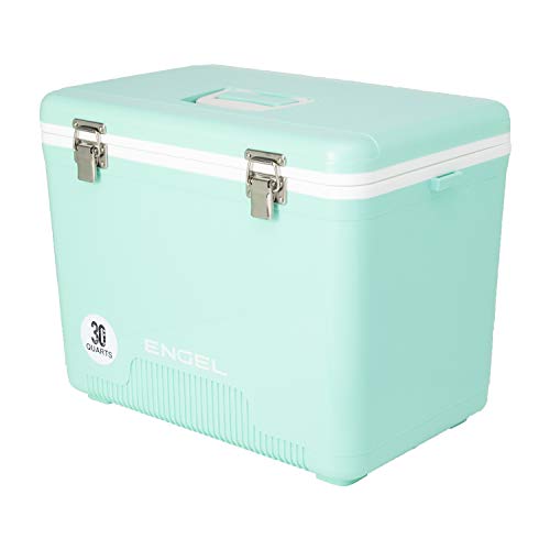 ENGEL UC30SF 30 Quart 48 Can Leak Proof Odor Resistant Insulated Cooler Drybox with Integrated Shoulder Strap, Seafoam