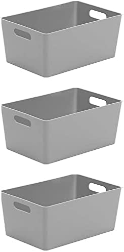 Wham Bam 4.02 Cool Grey Plastic Studio Storage Office Home & Kitchen Tidy Organiser 25.5 x 17 x 11cm (3 Baskets), 3