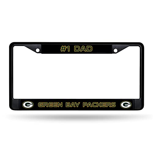 Rico Industries NFL Green Bay Packers #1 DAD Black Chrome Frame 12 x 6 Car/Truck Auto Accessory