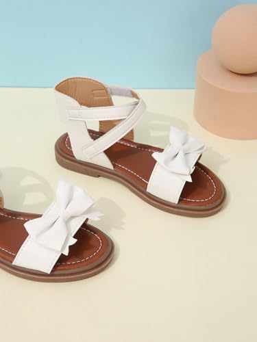 Verdusa Girl's Cute Bow Sandals Open Toe Summer Vacation Leather Flat Sandals4
