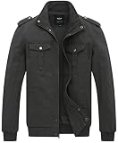 GGleaf Men's Cotton Lightweight Zip Front Stand Collar Military Jackets Casual Windbreaker Grey1 M
