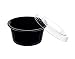 Crystalware, Disposable 2oz. Plastic Portion Cups with Lids, Condiment Cup, Jello Shot, Soufflé Portion, Sampling Cup, 100 Sets - Black Cups with Clear Lids