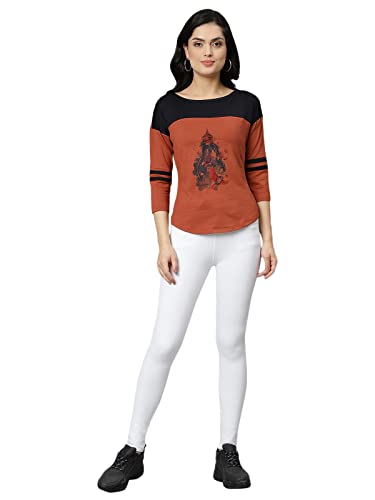 Image of OM SAI LATEST CREATION Women's New 3D Printed Lycra 3 /4 Sleeve Regular Fit Office wear,Casual wear Western Top