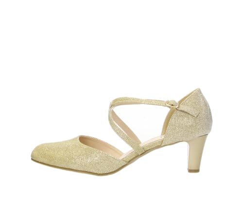 Fitters Zapatos de Tacon para Mujer Ophelia en Color Gold Glitter, Calzado para Mujer Tallas Grandes   Zapatos Altos para Mujer, Ophelia 45 EU Gold Glitter