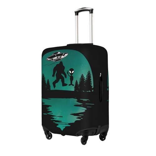 Travel Luggage Cover Ufo Alien And Bigfoot Moon 1 Fashion Washable Baggage Suitcase Protector Fit For Luggage Small2