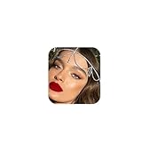 Rhinestone Waterdrop Head Chain Headwear Crystal Forehead Headband Wedding Bridal Hair Chain Headpiece for Women Hair Jewelry (Silver 2)