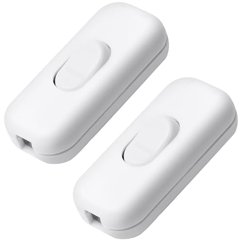 Interruptor Bipolar de Cable en Línea, 2 Piezas, 6A 250V para Lámparas y Pequeños Electrodomésticos (Blanco)