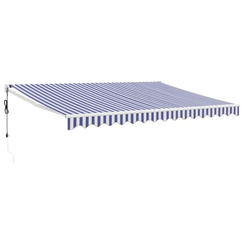 Store Banne Motorisé, Store Banne électrique Auvent rétractable Automatique Bleu et Blanc 4x3 m