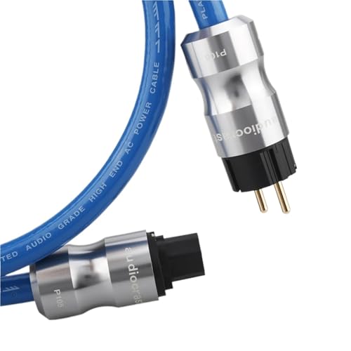 P111+105 High Power EMC Shielded AC Power Cord Silver Plated Powers Cord Cable HiFi Powers Cable for Tube amp(EU Black Power Cable,2m)