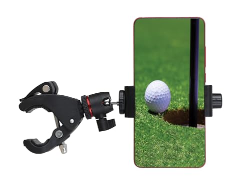 Hocoder Golf Cart Phone Holder for Bike, Shopping Cart, Wheelchair, Stroller Phone Mount with Adjustable Phone Clip, Ball Head Mount