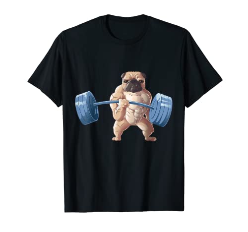 Carlino sollevamento pesi | Carino cane palestra Pet divertente Bodybuilding regalo Maglietta